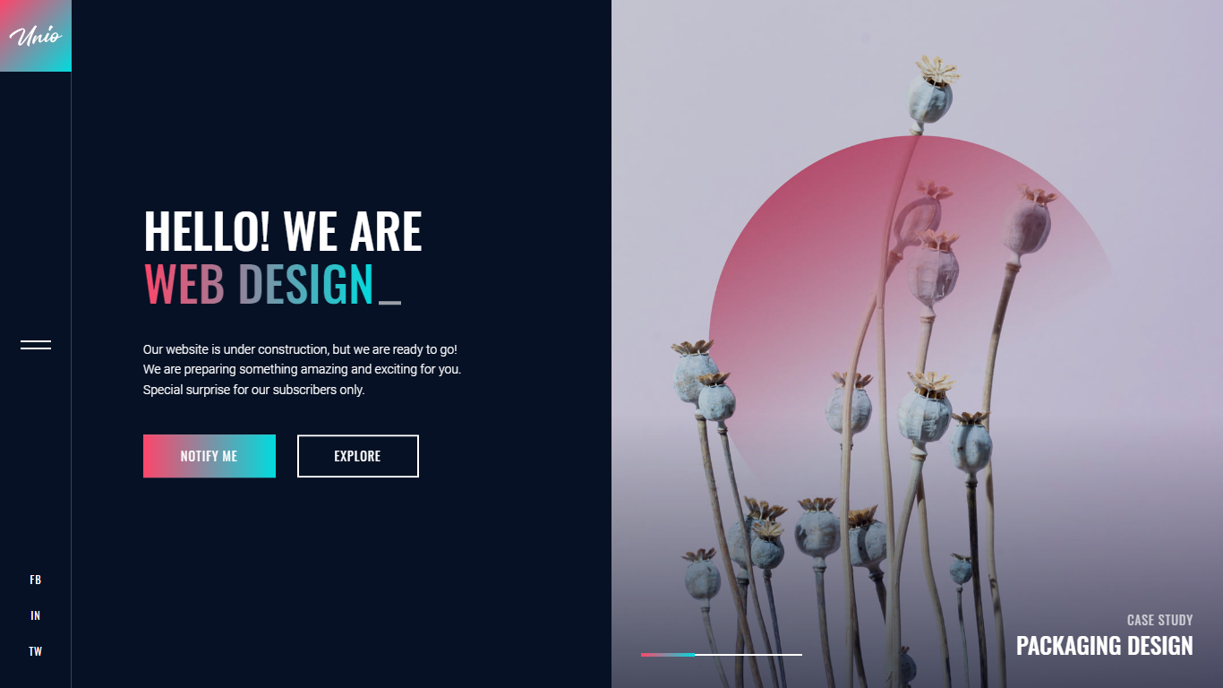 Unio Coming Soon Template Preview Screen